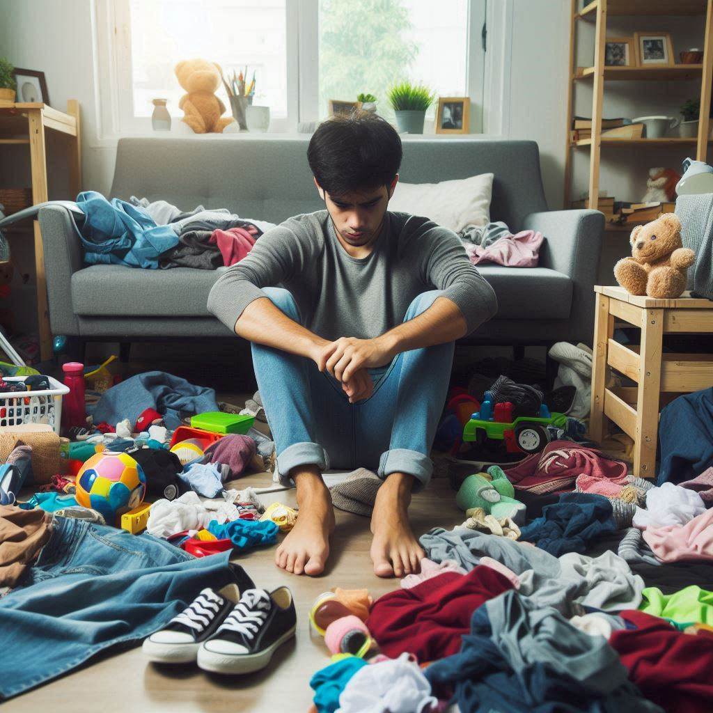 تنبلی و سهل انگاری که باعث بهم ریختگی اتاق و بی نظمی شده است