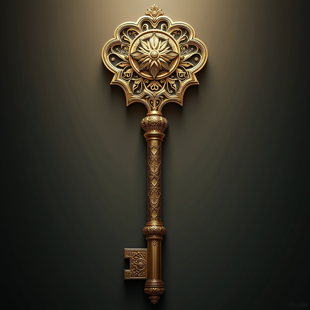 کلید بزرگ و قدیمی که از جنس طلاست به نشانه تصمیم های کلیدی و مهم زندگی