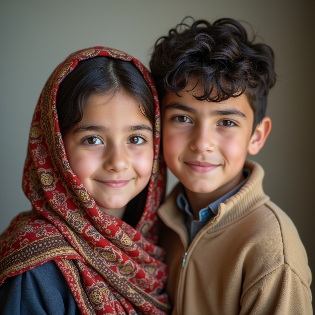 دختر و پسر ایرانی در حال لبخند زدن در کنار یکدیگر