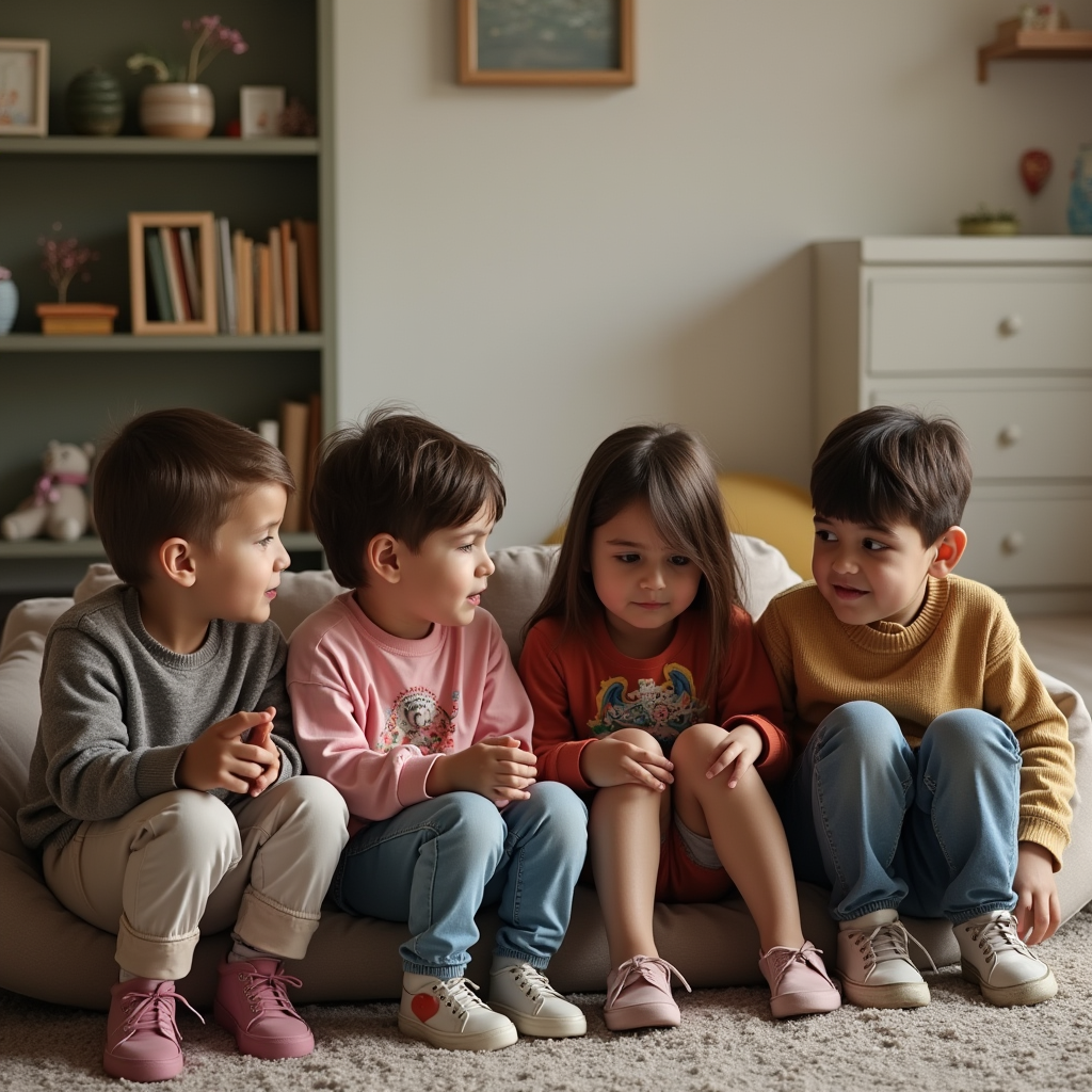 کودکان در حال صحبت با یکدیگر و تقویت مهارت های ارتباطی