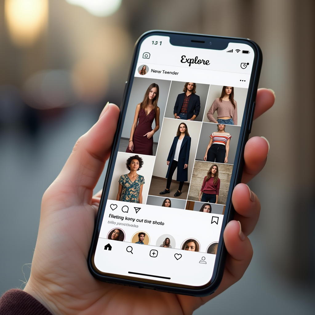 گوشی موبایل که فضای اینستاگرام رو نشان میدهد