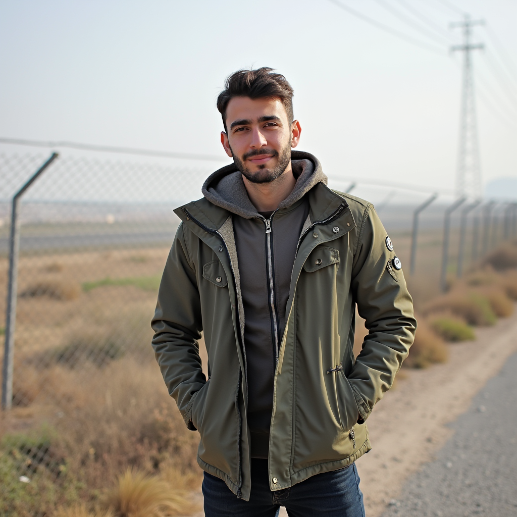 جوان ایرانی ایستاده در کنار نقطخ صفر مرزی