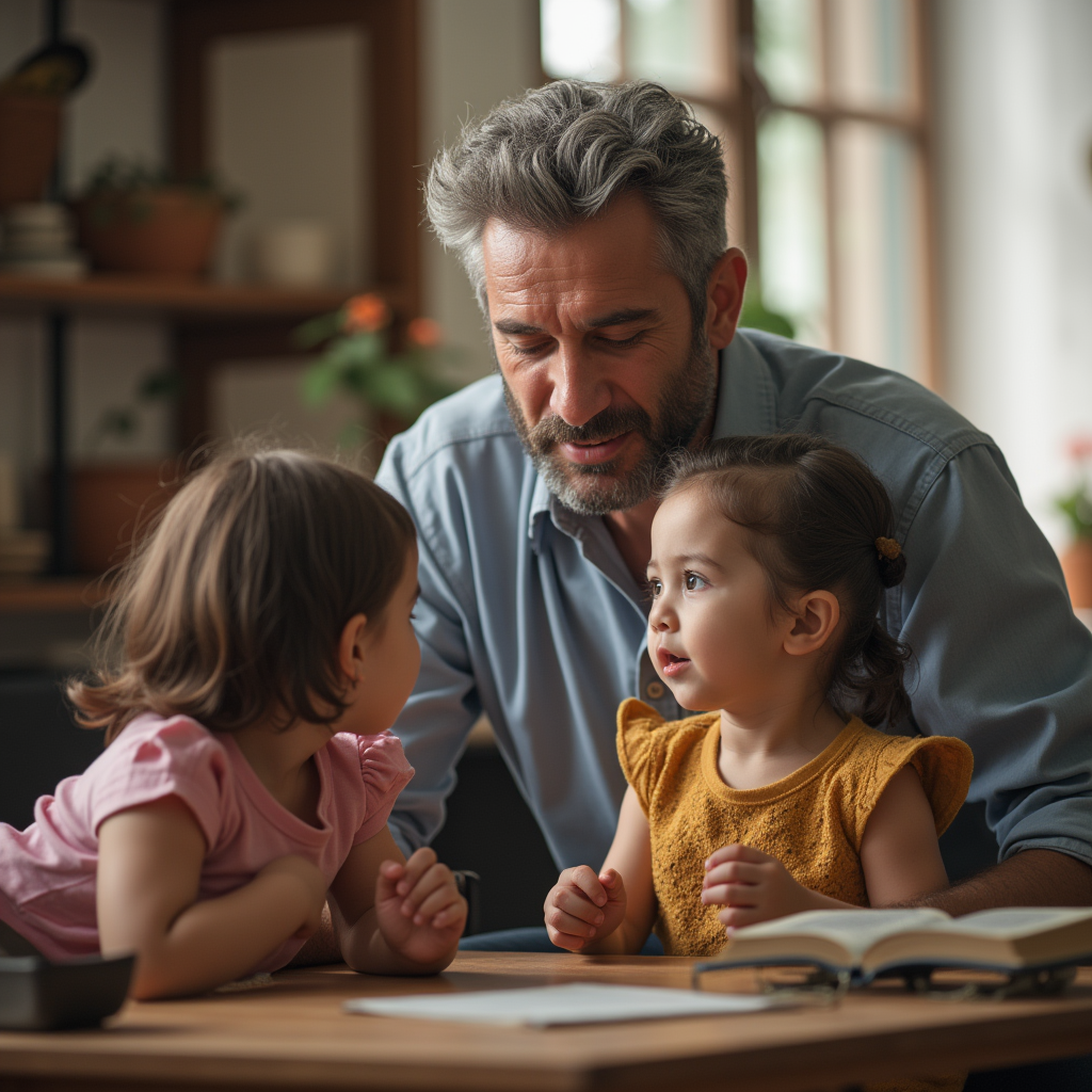 پدر ایرانی در حال مدیریت اختلافات خانوادگی و دعوای بین فرزندان