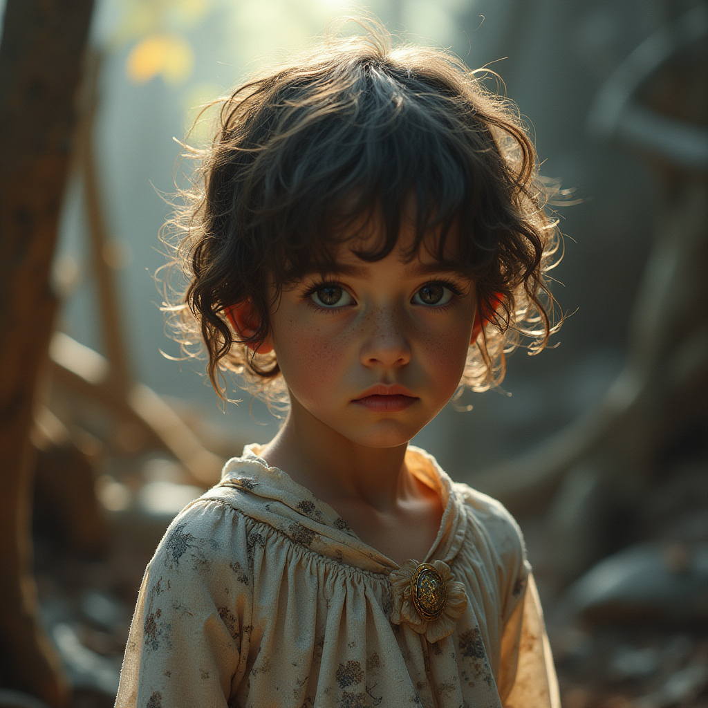 حسادت پنهان در نگاه کودکی که در فضای باز و زیر آفتاب ایستاده