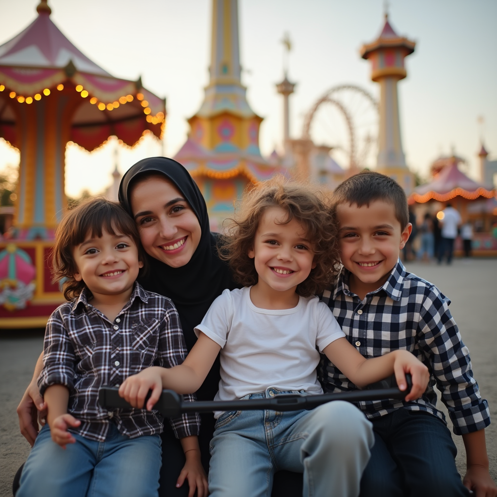 کودکان همراه با والدینشان در پارک در حال بازی