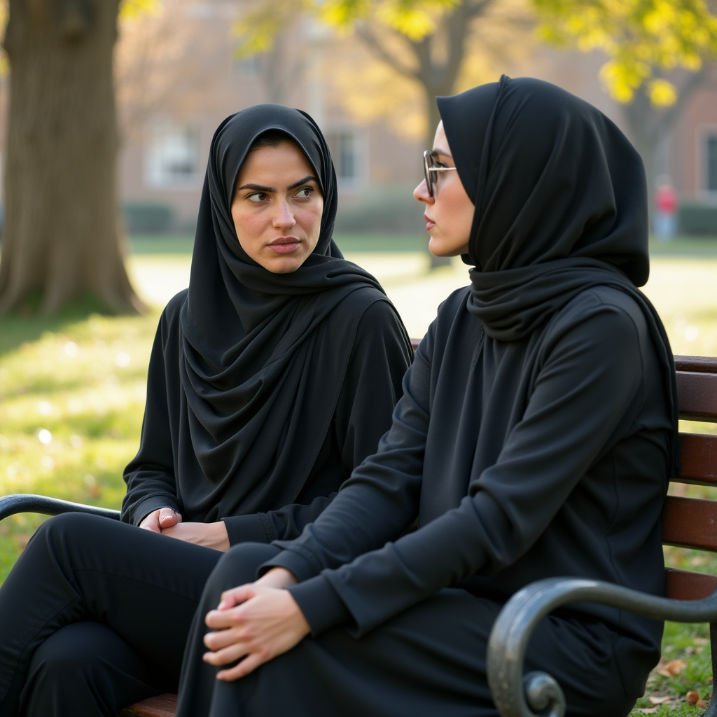 دختر حسود در محیط دانشگاه در حال نگاه کردن به همکلاسی خود