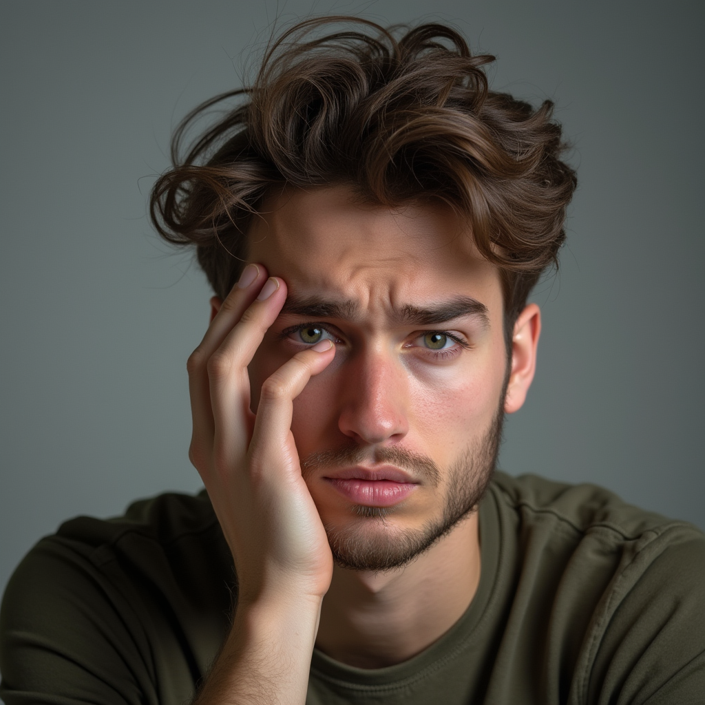 جوانی که در اثر بحران های اجتماعی کلافه و سردرگم است