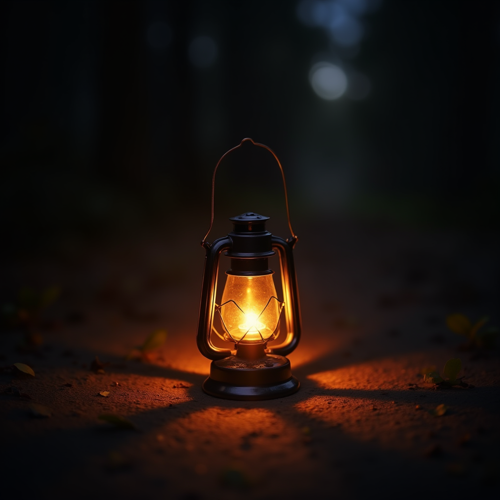 یک چراغ کوچک یا فانوس روشن در دل تاریکی، که اطراف خود را روشن کرده و حس آرامش و امید در زندگی را القا میکند.