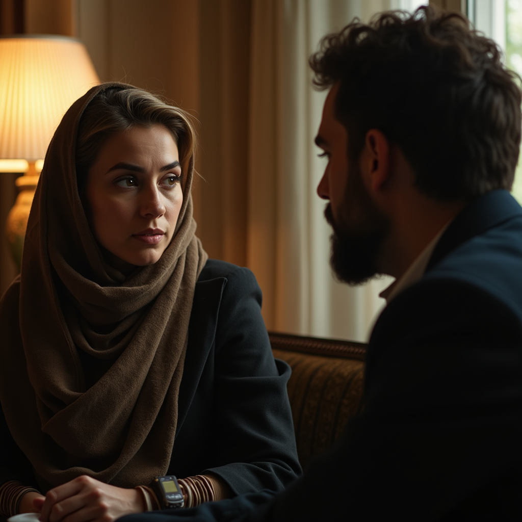 یک زن و یک مرد نشسته روبه‌روی هم در حال گفت‌وگو، مرد با حالت تأمل و زن با احساس در چهره، فضای گرم و طبیعی به نشانه از تفاوت های زن و مرد