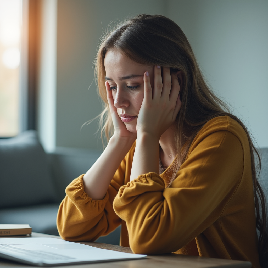 دختر جوانی که با بحران های زیادی در زندگی مواجه است که او را کلافه کرده