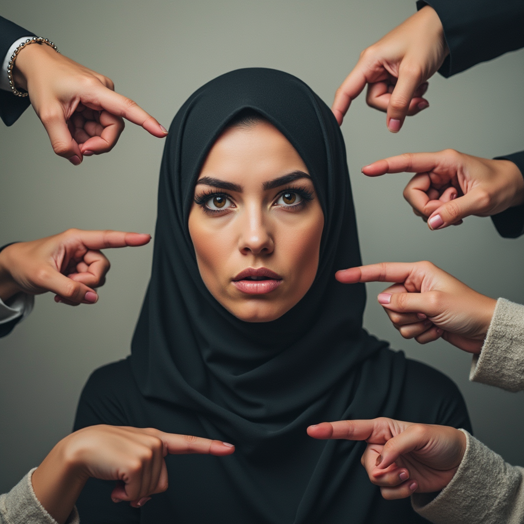 زن جوانی که از کم رویی مزمن رنج میبرد دست های متعددی او را نشان میدهد